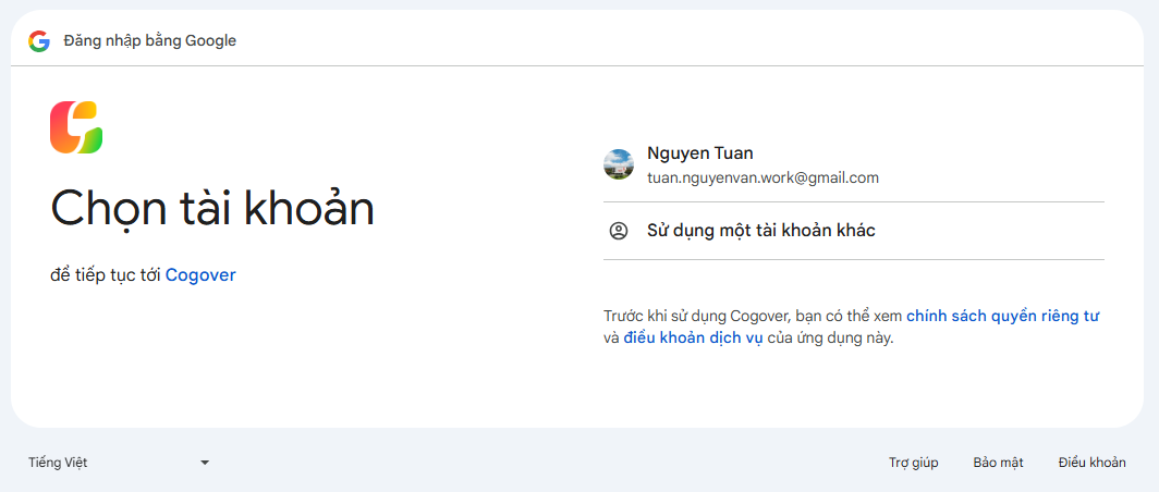 đăng nhập google
