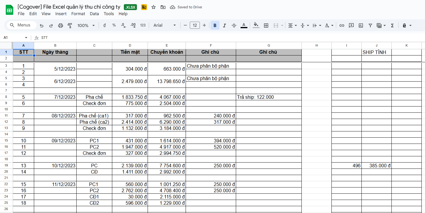 7 mẫu file Excel quản lý thu chi công ty miễn phí, đơn giản 2026