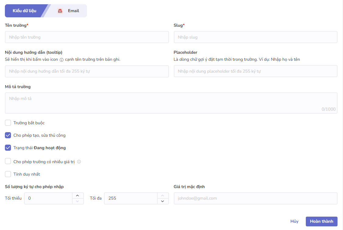 toàn màn hình email