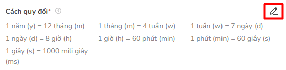 tùy chỉnh cách quy đổi