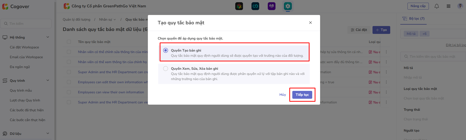 3 tạo quy tắc