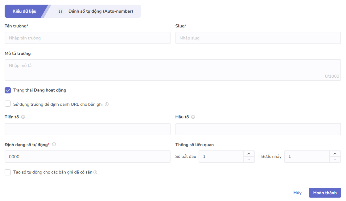 toàn màn hình auto number