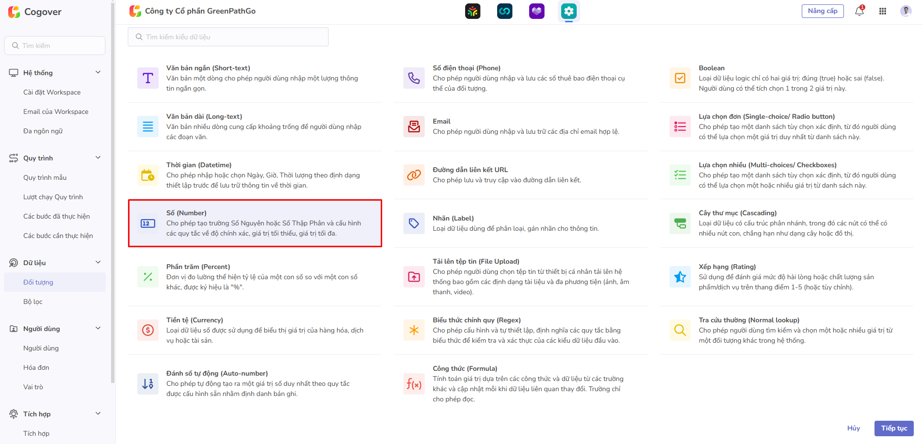 chọn trường số