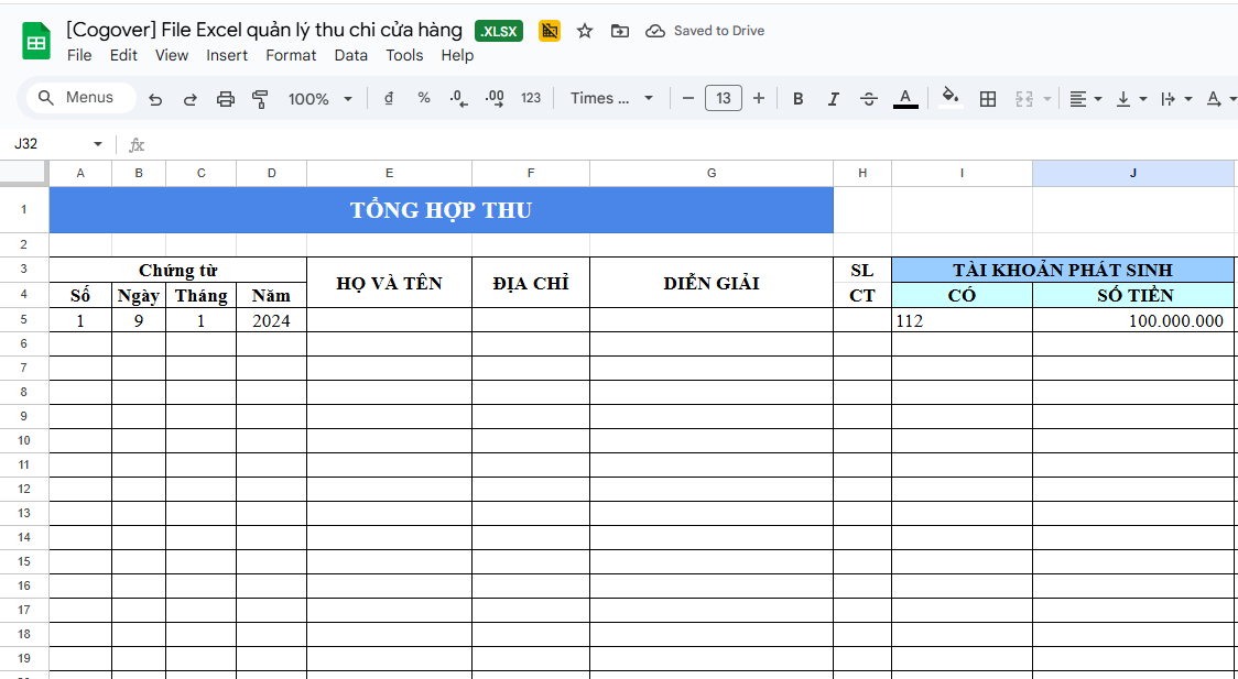 7 mẫu file Excel quản lý thu chi công ty miễn phí, đơn giản 2026