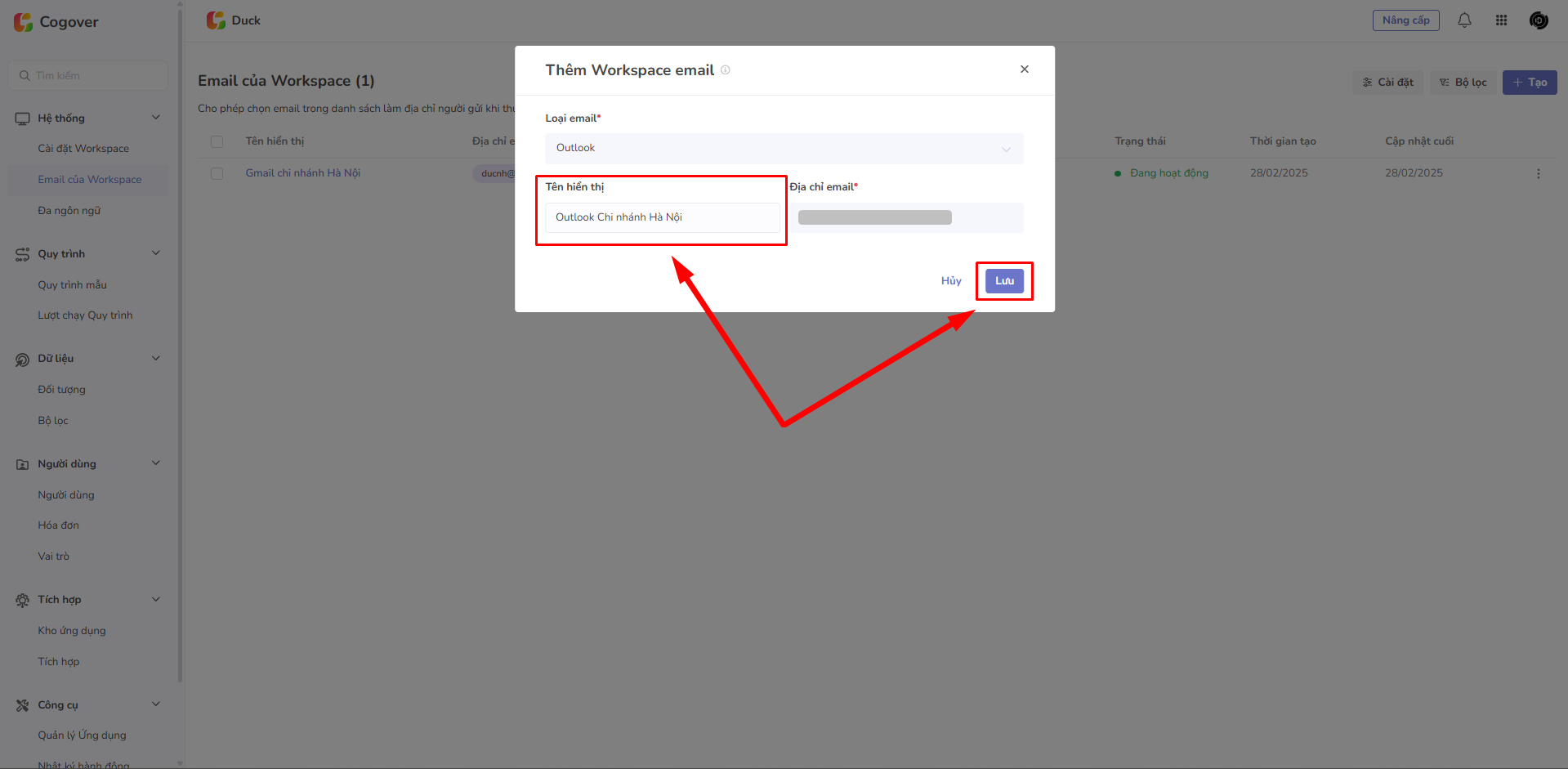 Tên hiển thị & Lưu