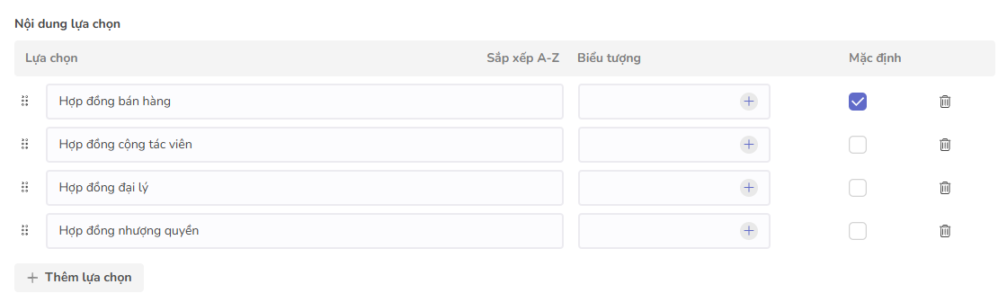 nội dung lựa chọn demo