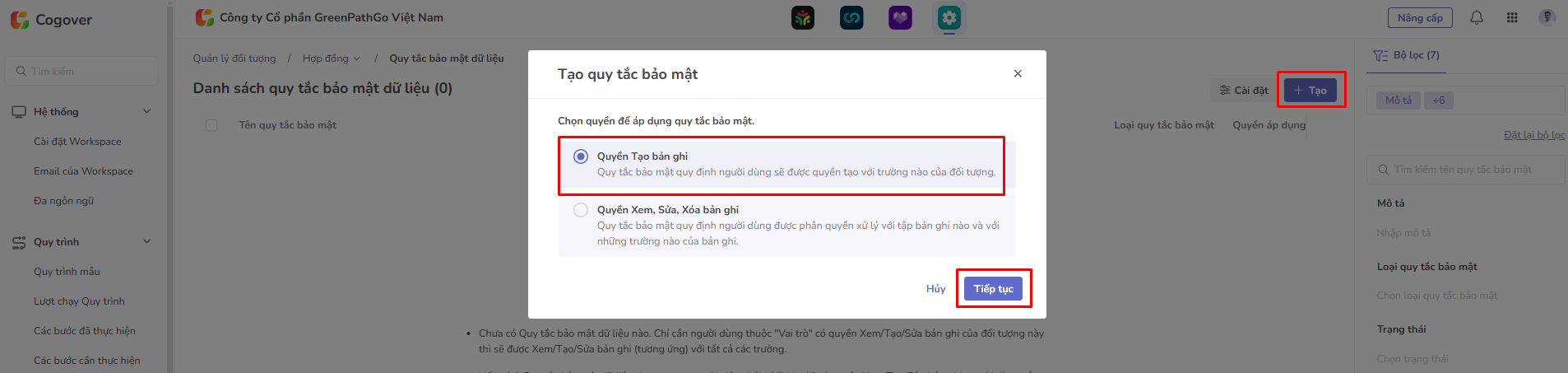 1 tạo quy tắc