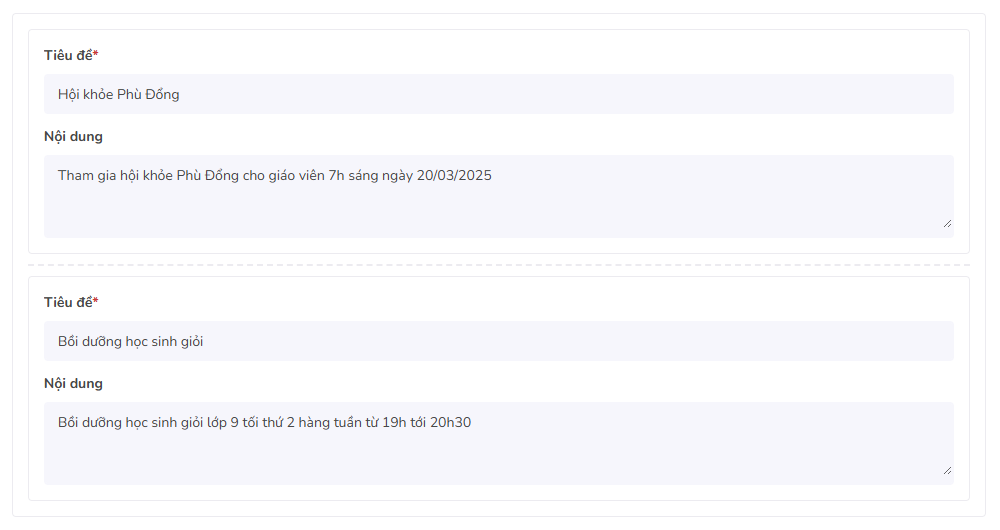 ẩn tiêu đề và hành động