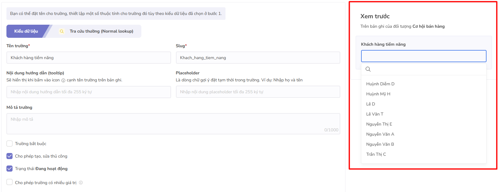 xem trước tra cứu thường
