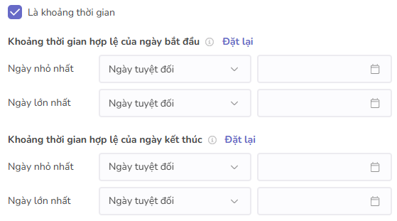 khoảng thời gian hợp lệ của trường là khoảng thời gian