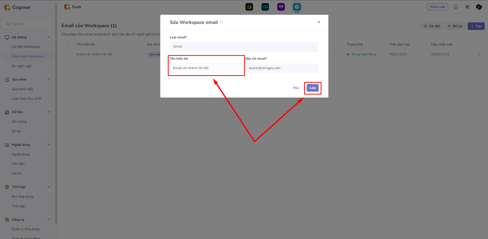 Tên hiển thị & Lưu