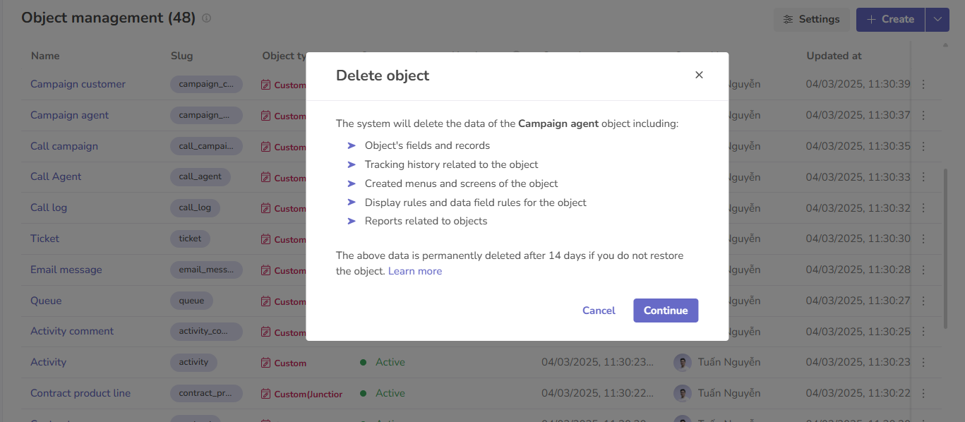 Delete confirm