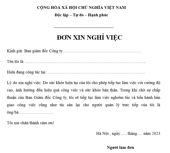 Tải 10+ mẫu đơn xin nghỉ việc, thôi việc ngắn gọn, xúc tích