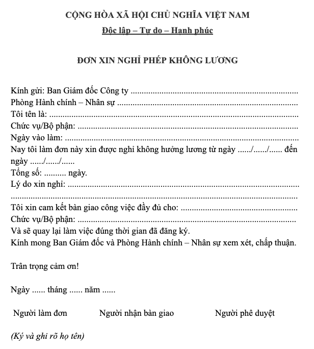 5 mẫu đơn xin nghỉ phép chuẩn 2025 - Hướng dẫn viết đơn thuyết phục nhất