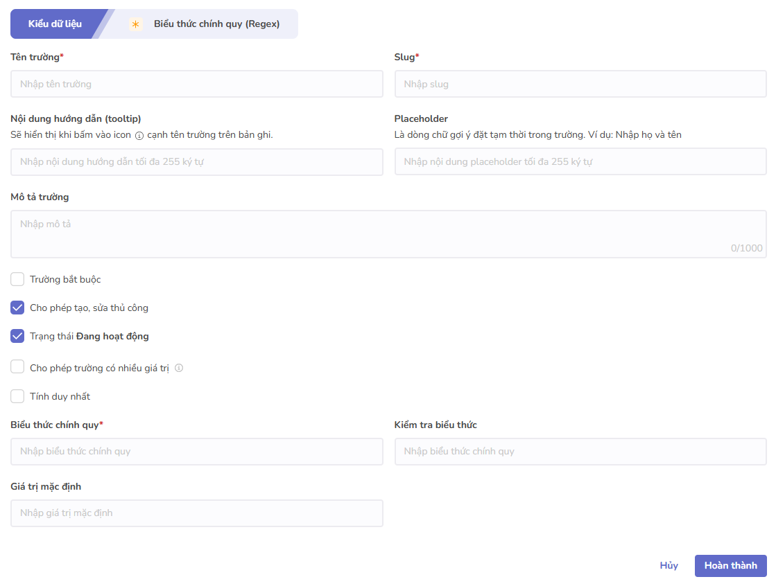 toàn màn hình biểu thức chính quy