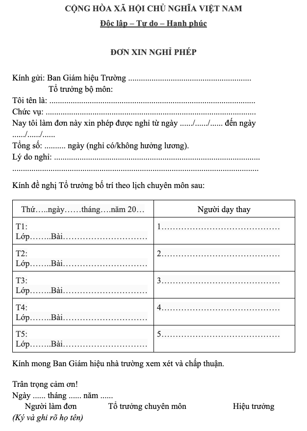 5 mẫu đơn xin nghỉ phép chuẩn 2025 - Hướng dẫn viết đơn thuyết phục nhất