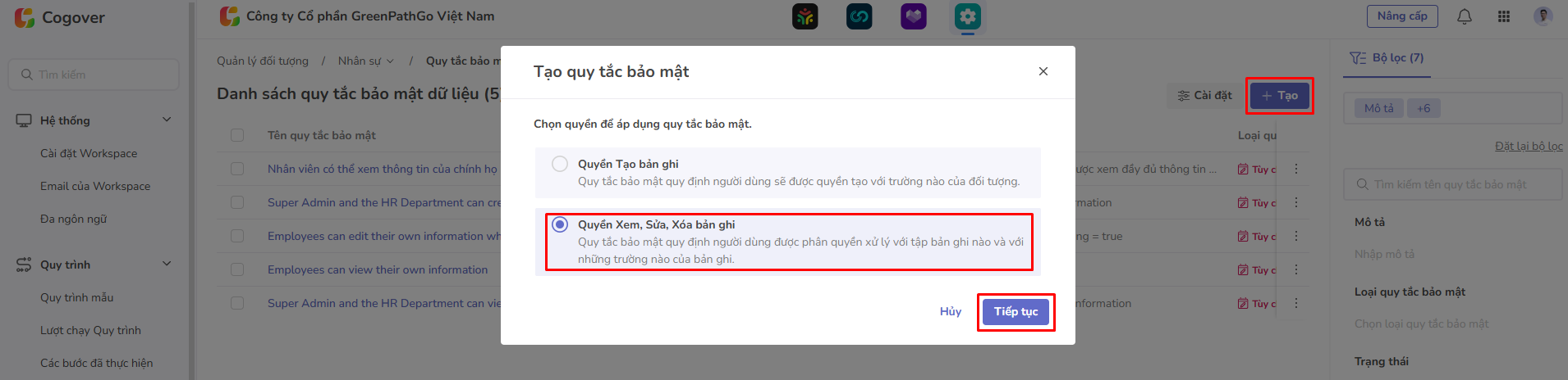 2 tạo quy tắc