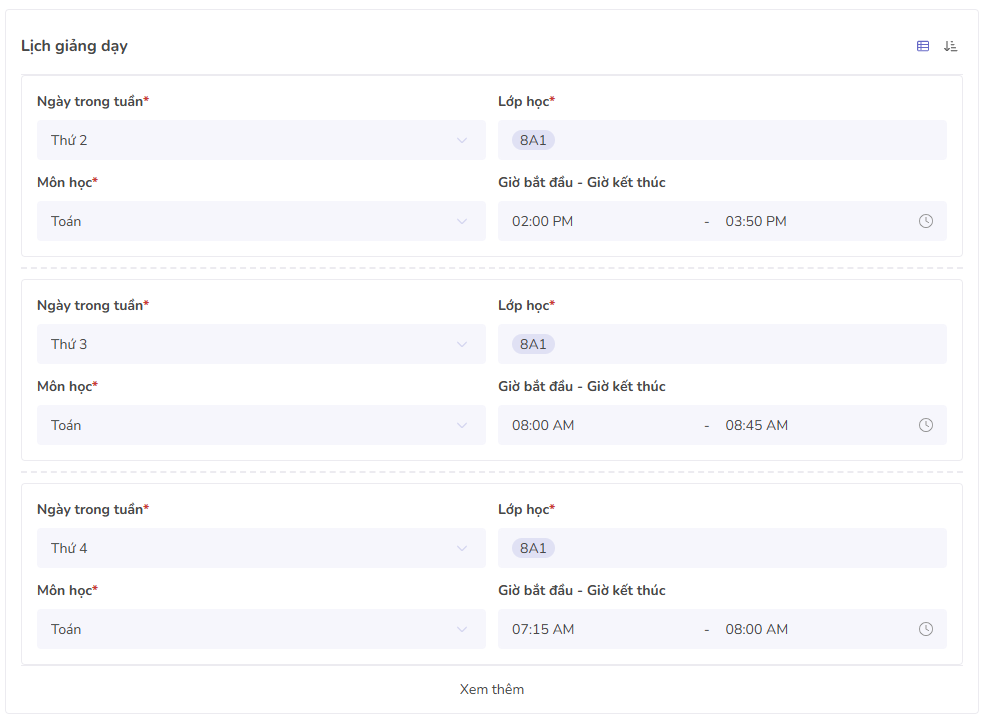 hiển thị tiêu đề